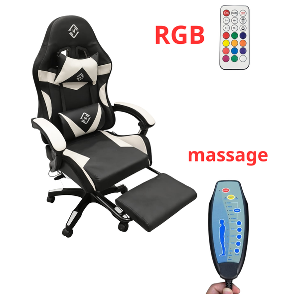  Noor Erbil - Luxury Leather Gaming Chair with Massage & RGB - Full Adjustable & Controller 
