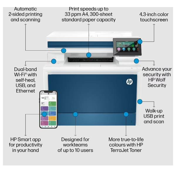  طابعة اتش بي 4303fdw -  ليزرية ملونة متعددة الوظائف للأعمال 
