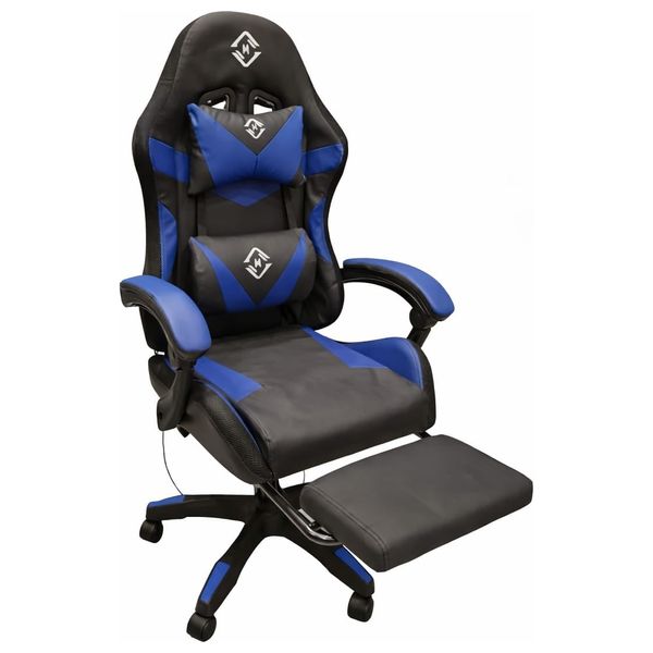  No Brand - Luxury Leather Gaming Chair - 135cm Adjustable Backrest Footrest Dual Cushions - Massage & RGB - Full Controller 