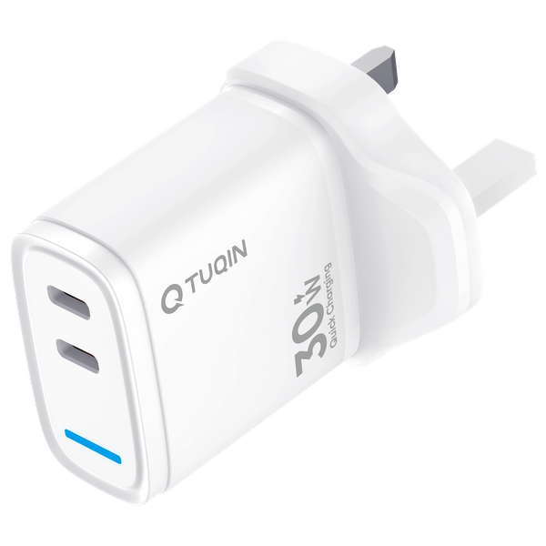  شاحن كيو-توكين QB59 - يو اس بي سي مزدوج - أبيض 