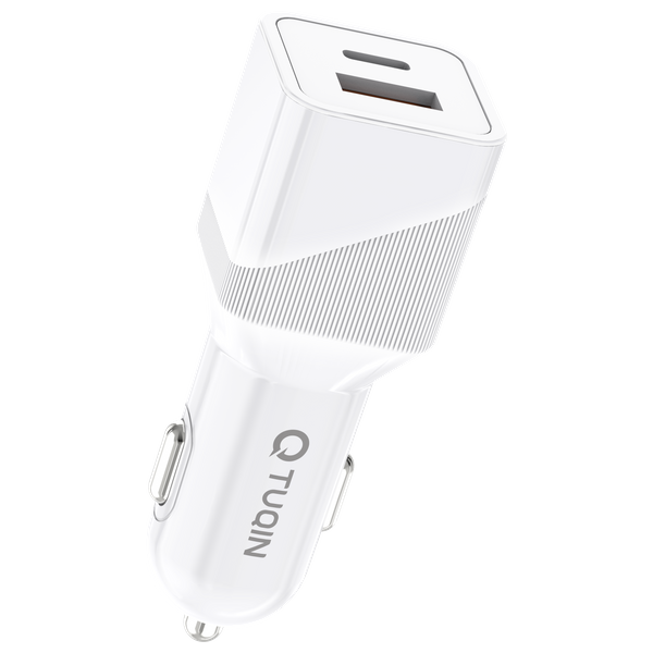  شاحن سيارة كيو-توكين QC31 -  يو اس بي و يو اس بي سي -  أبيض 