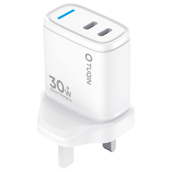  شاحن كيو-توكين QB59 - يو اس بي سي مزدوج - أبيض 