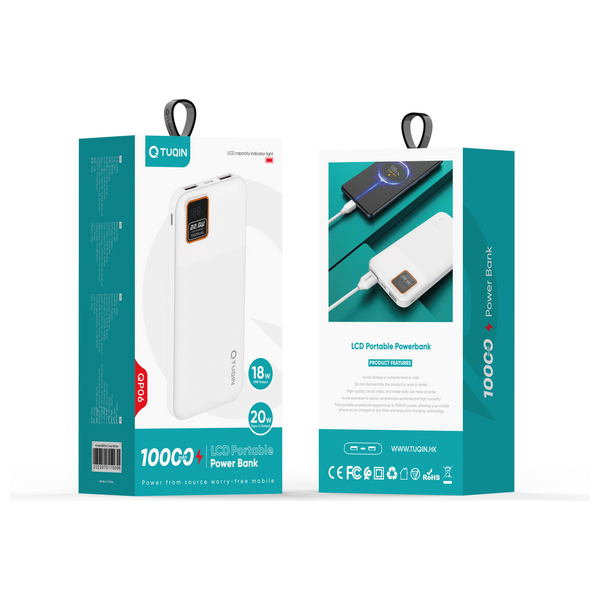 باور بانك كيو-توكين -  10000mAh -  أبيض - QP06