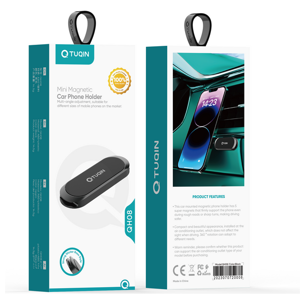  حامل هاتف للسيارة كيو-توكين QH08  - تصميم متين وخفيف الوزن - أسود 