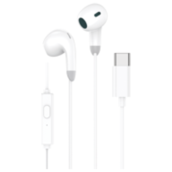 سماعة رأس داخل الاذن سلكية  كيو-توكين - نوع الموصل تايب سي - 1.2متر - ابيض