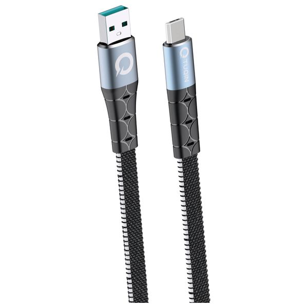 كيبل شحن كيو-توكين - يو اس بي إلى مايكرو يو اس بي - سلك مضفر - أسود