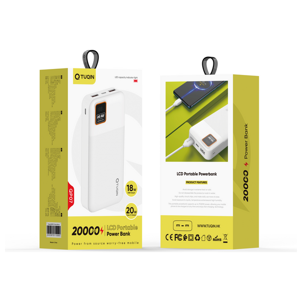  باور بانك كيو-توكين - 20000mAh - أبيض - QP07 