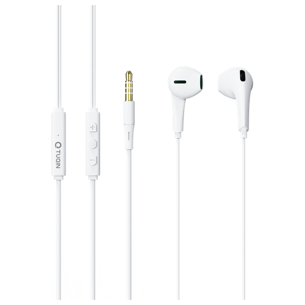 سماعة رأس داخل الاذن سلكية  كيو-توكين - نوع الموصل دبوس 3.5 مم - 1.2 متر - أبيض