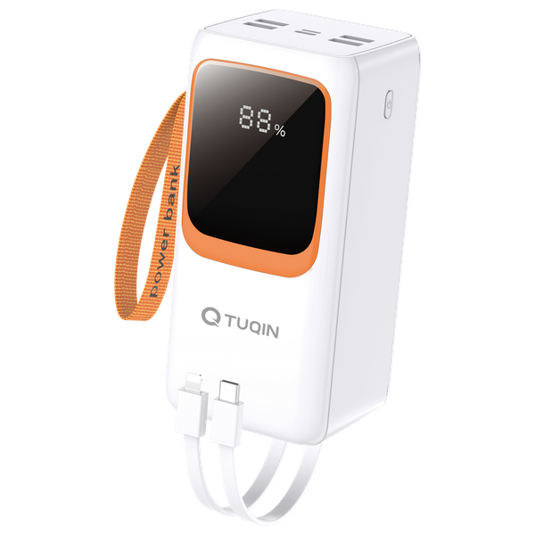 شاحن محمول كيو-توكين - 45000 مللي أمبير / ساعة - شحن سريع متعدد المنافذ - أبيض