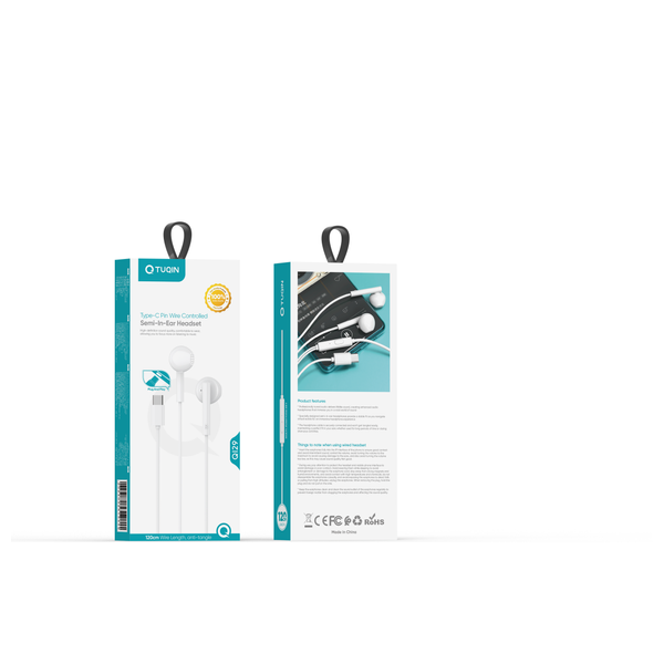 Q-TUQIN - Wired In-Ear Headphones - Type-C - 1.2m - White