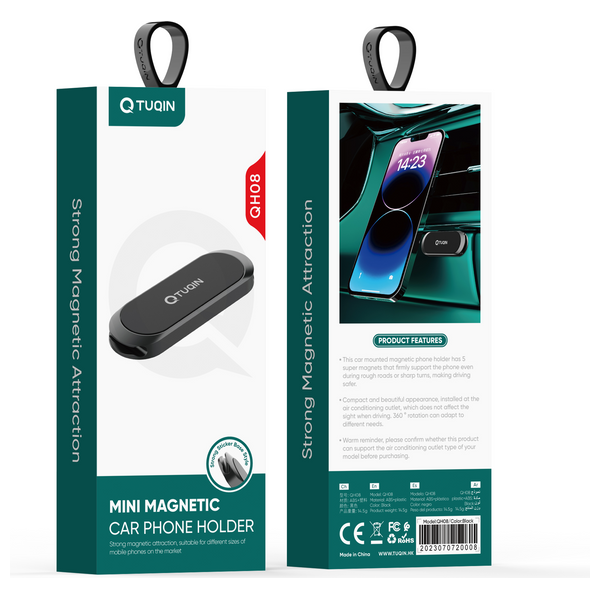  حامل هاتف للسيارة كيو-توكين QH08  - تصميم متين وخفيف الوزن - أسود 