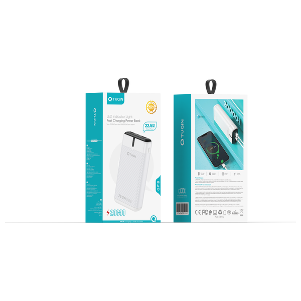  باور بانك كيو-توكين QP18 - أبيض - 20000mAh 