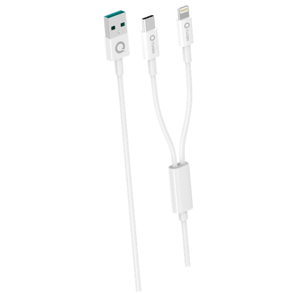 كيبل كيو-توكين - يو اس بي الى لايتنينج و تايب سي - 1.2 متر - ابيض