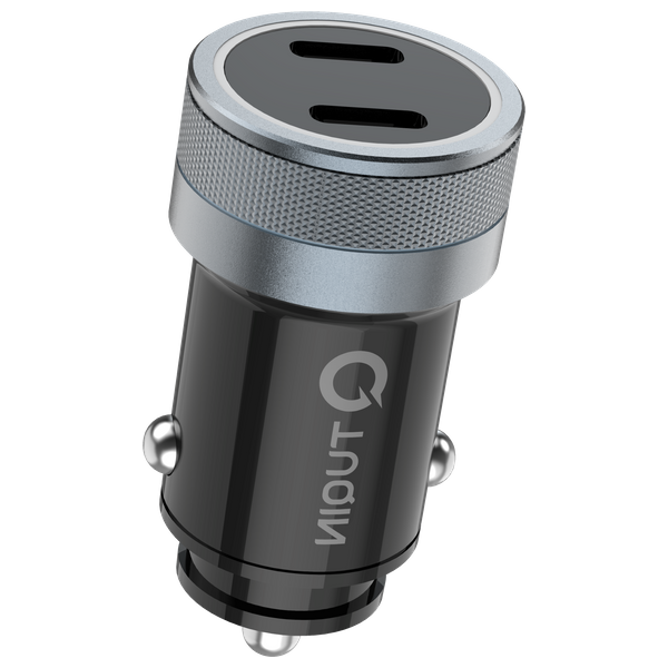 Q-TUQIN - Car Charger - Dual USB-C Ports - 5V-3.1A - Gray