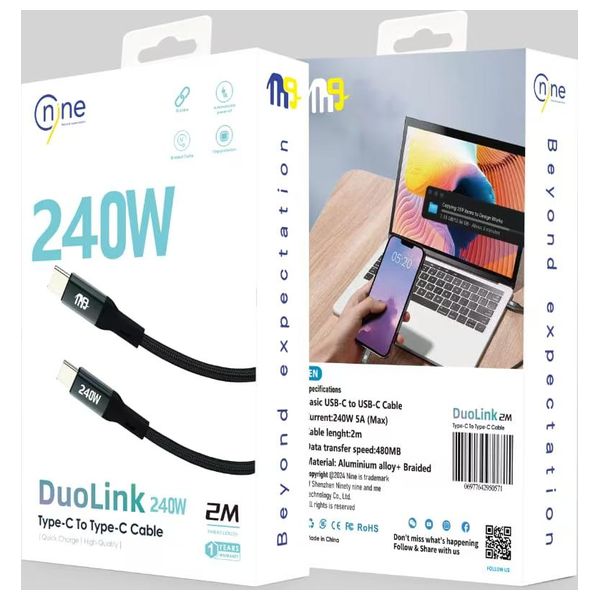 كيبل يو اس بي سي الى يو اس بي سي ناين - CL 013 - بطول 2 متر - بقوة 240 واط - اسود