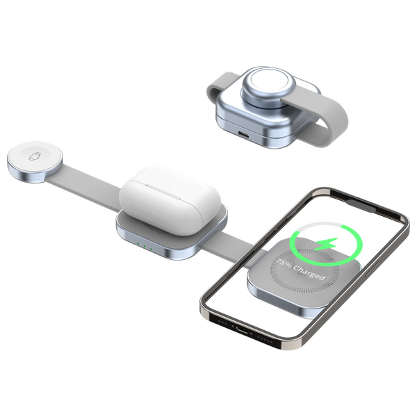  Nine WLC-002 - Foldable 3 in 1 Wireless Charger - 20W - Black 