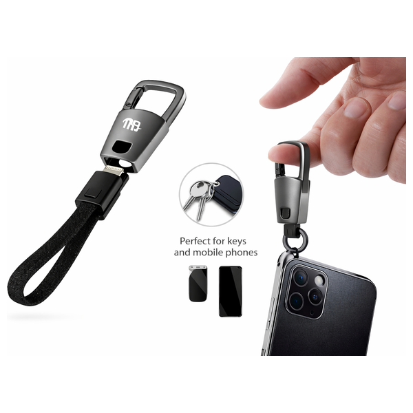 Nine CL 015 - Cable USB-C To Lightning - 0.15m - 30W - With Keychain - Black