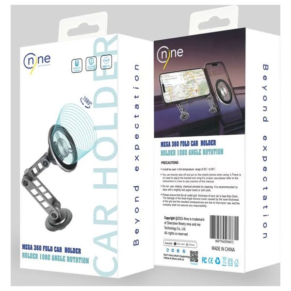  Nine CHR 006 Magnetic Car Mount -1080° Rotation - Strong Anti-Shake Hold - Titanium 