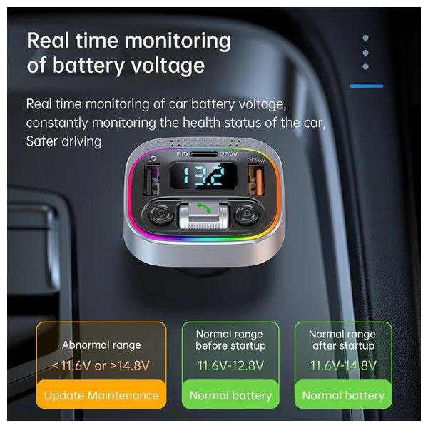  Nine CH 014 - Car Charger - 38W - LED - Silver 