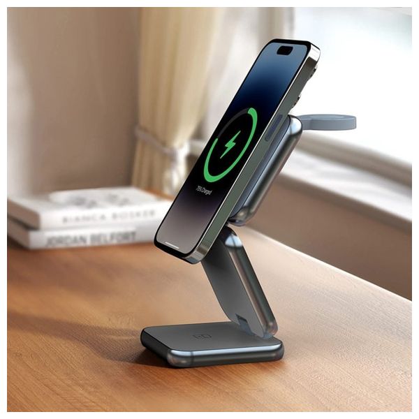 Nine WLC 001 - 3 in 1 Wireless Charger - 15W Power -  Silver