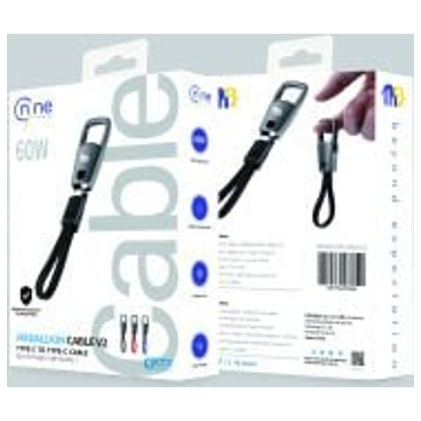 كيبل شحن ميدالية يو اس بي سي الى يو اس بي سي ناين - CL 014 - بطول 0.15 متر - بقوة 60 واط - اسود