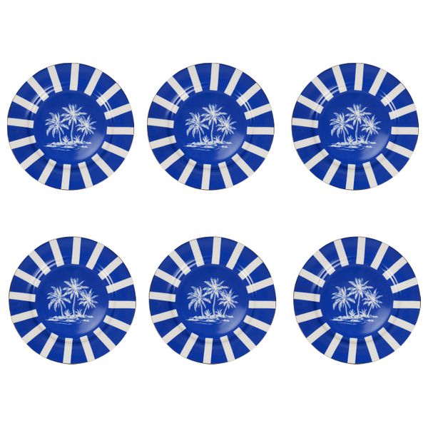 Seen Palm Tree Bowl Set - 6 Piece Small - Blue