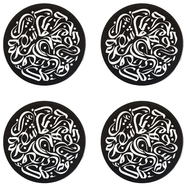 Seen Ceramic Coaster Set - 4 piece - Black
