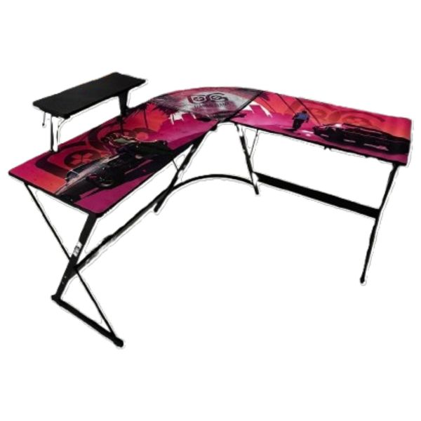  Darin Game - DGT GTA IV L-Shaped Gaming Table - Corner Desk - Sturdy Metal Frame - Integrated Armrest & Cup Holder - Vibrant GTA IV Design - 