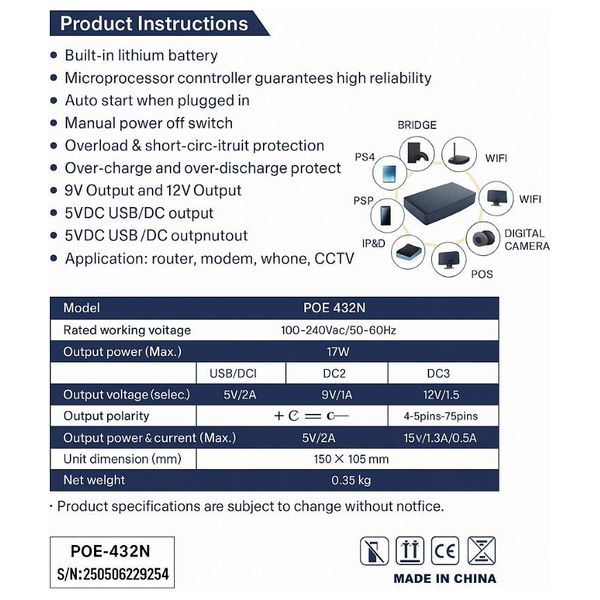  Combo Rising poe432n - UPS - Up To 8800 mAh - Black 