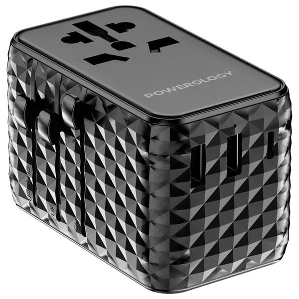  Powerology - Universal Super Charger - 20W - with Retractable Type-C Cable - Black 