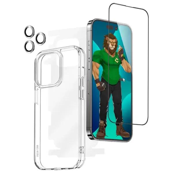 Green Lion 4 in 1 Screen and Camera Protection Pack for iPhone 14 Plus - Blue