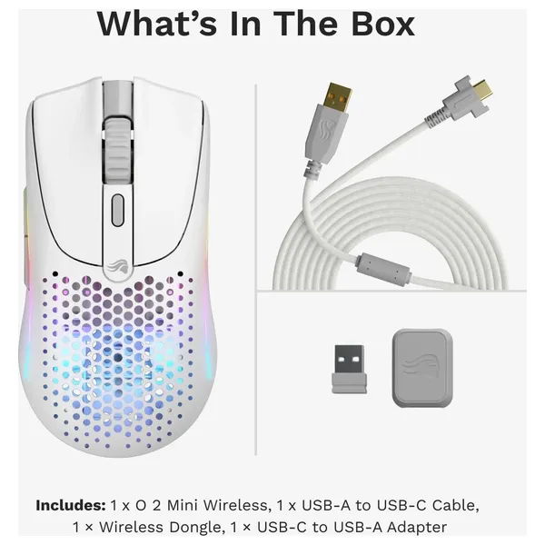  Glorious - Wireless Gaming Mouse - Bluetooth 5.2 - 210-Hour Battery Life - White 
