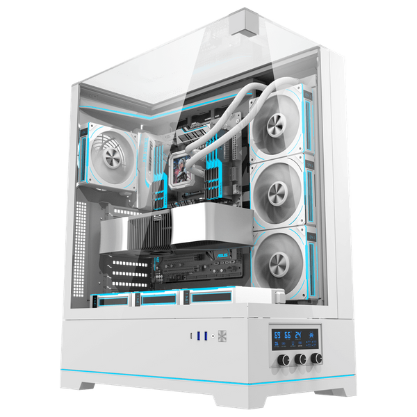  كيس كمبيوتر دارك فلاش DY450L برو - هيكل ATX فاخر مع مروحة تبريد واحدة - ابيض 