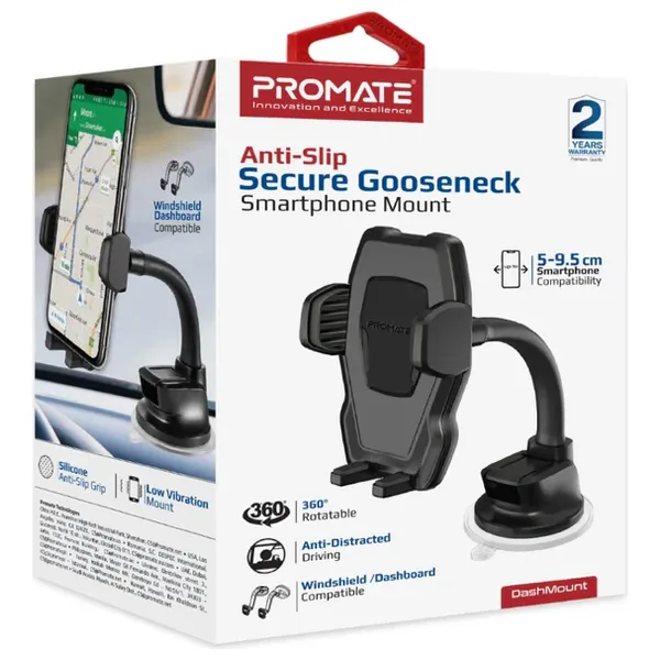حامل هاتف للسيارة بروميت - Dashmount - قابل للتعديل - دورن 360 درجة  - اسود