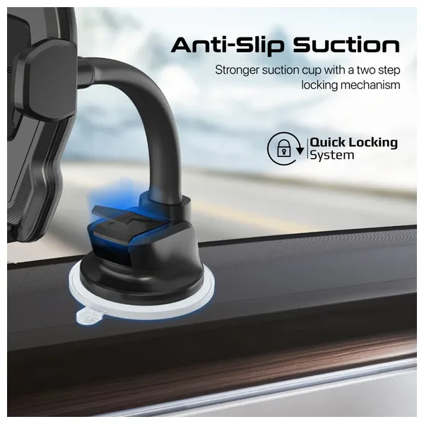 حامل هاتف للسيارة بروميت - Dashmount - قابل للتعديل - دورن 360 درجة  - اسود