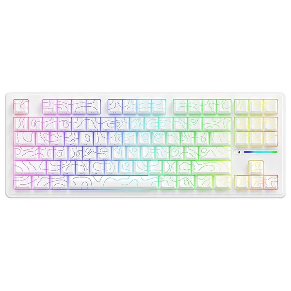  لوحة مفاتيح ميكانيكية لاسلكية اتاك شارك - M87 Pro V2 - بلوتوث 5 - اضاءة RGB - بطارية بحجم 5000 مللي امبير - ابيض 