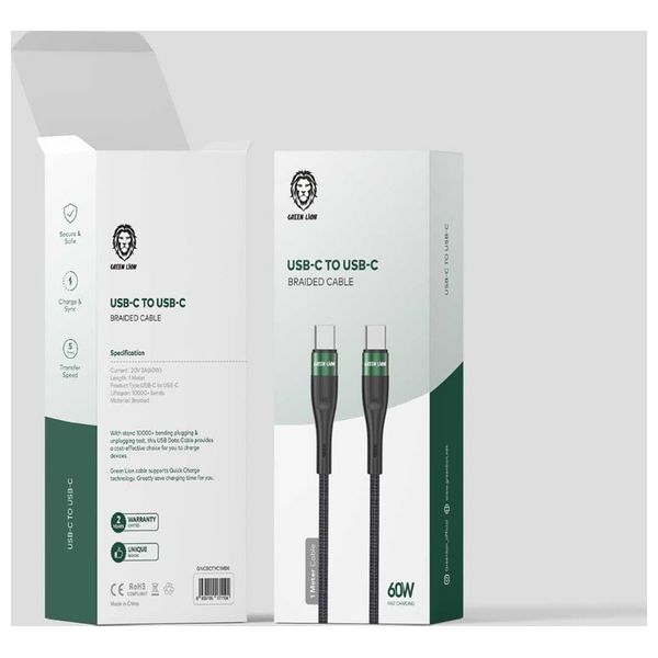 كيبل يو اس بي سي الى يو اس بي سي كرين ليون - بطول 1 متر - 60 واط - اسود