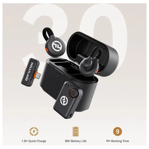  LARK M2s - Wireless Microphone System - Up To 30 Hour with Case - 300m Range - Black 