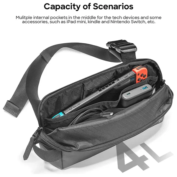 Tomtoc SlingBean T21 - Belt Bag - Size 8.3 Inch - Gray