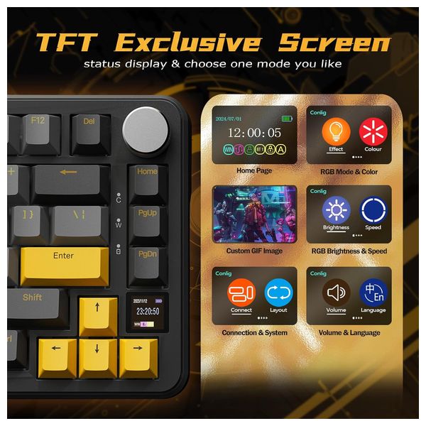  لوحة مفاتيح ميكانيكية لاسلكية اتاك شارك - X85 برو - بطارية بحجم 4000 مللي امبير - اضاءة RGB - اسود 