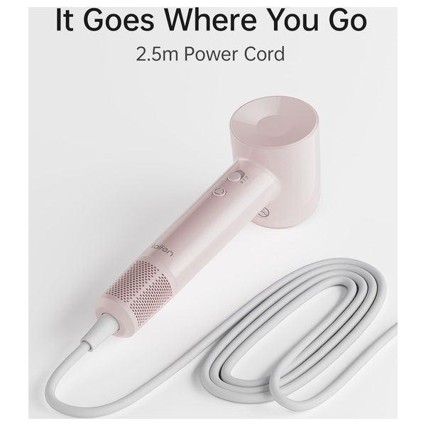 Laifen SE Lite - 1400W - Hair Dryer with Powerful Airflow and Precise Temperature Control - 2.5m - Pink + Hair Brush