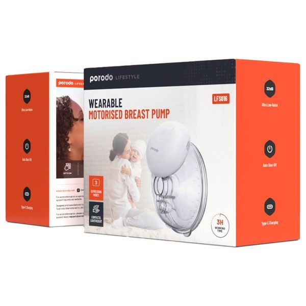  Porodo PD LFST016 WH - Wearable Electric Breast Pump - 180ml - Up To 3 hours - White 
