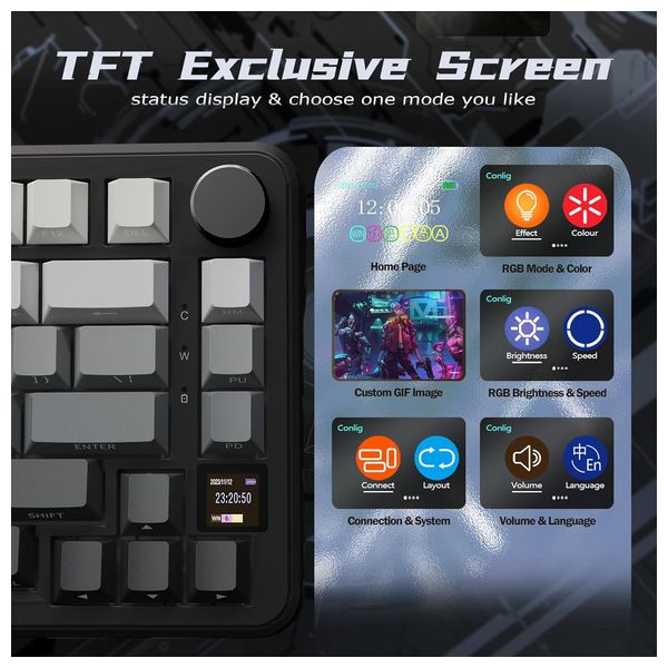  لوحة مفاتيح ميكانيكية لاسلكية اتاك شارك - X85 برو - بطارية بحجم 4000 مللي امبير - اضاءة RGB - اسود 