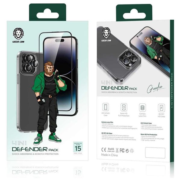  Green Lion 4 in 1 Screen and Camera Protection Pack for iPhone 15 Pro - Transparent 