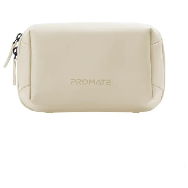 Promate Velvena Mini Tech Accessories Organizer Pouch - Multi Functional & Water-Resistant - Beige