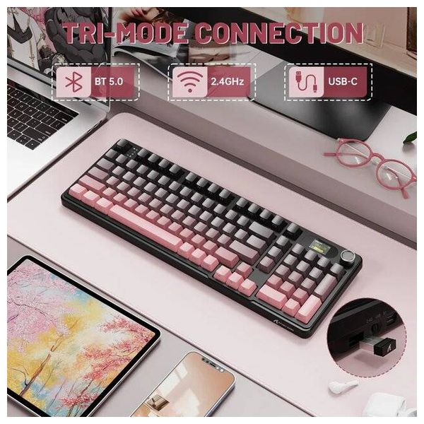  ATTACK SHARK X98 Pro - Wireless Keyboard - 4000mAh - Bluetooth 5 - Black 