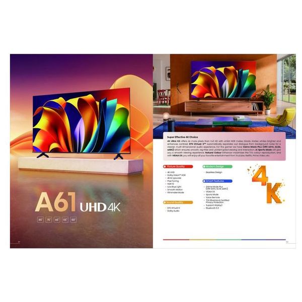  شاشة هايسنس - 50 بوصة - فئة A62QS - سمارت - دقة 4K UHD - شاشة LED - معدل حركة 120 - موديل 2026 