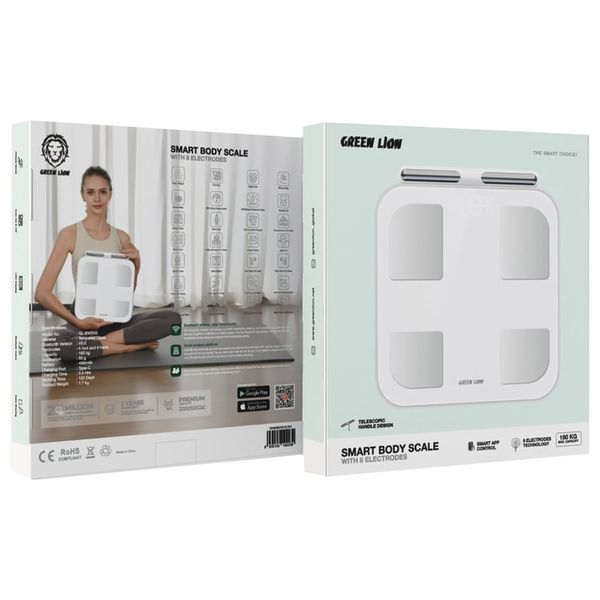 Green Lion Smart Body Scale with 8 Electrodes - Bluetooth 5 - 400 mAh - White