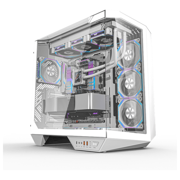  كيس كمبيوتر دارك فلاش - DY470 - زجاج ثلاثي الجوانب - 4 مراوح تبريد - ابيض 