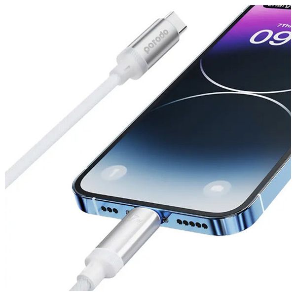  Porodo PD 2N1CLWC WH - 2 in 1 Lightning to USB-C Cable with Wireless Watch Charger - 1.2 m - 27W - White 